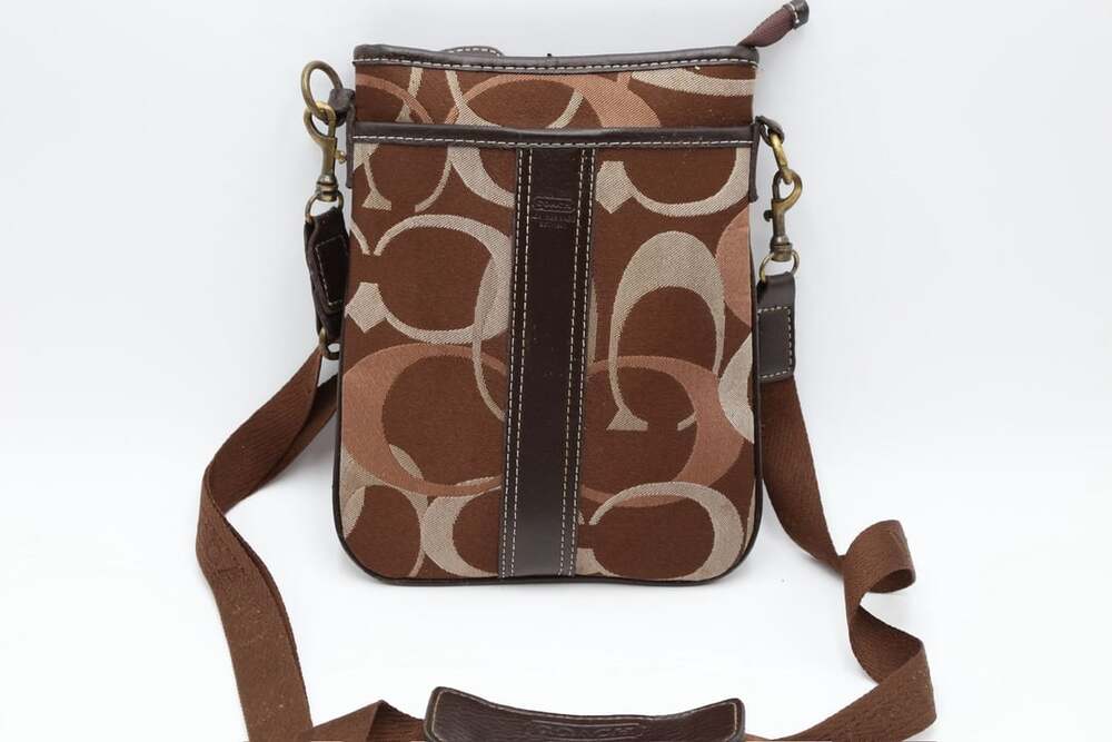 Coach Signature C Brown Canvas Crossbody Bag